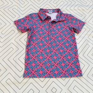 Blue Quail Pink Alligator Fishing Polo
